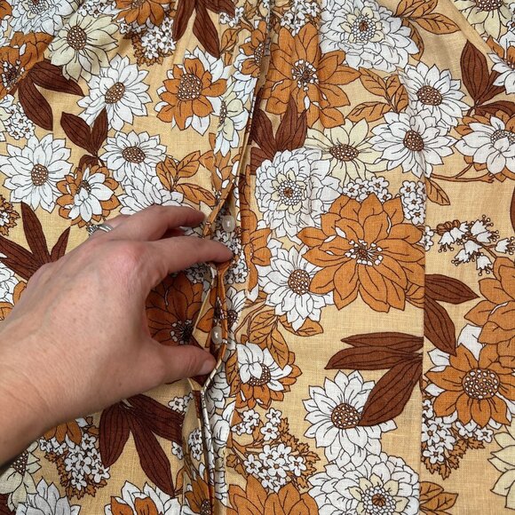 J Crew Zinnia Floral V-Back Linen Mini Dress Camel Brown size 12 NWT - Picture 13 of 15